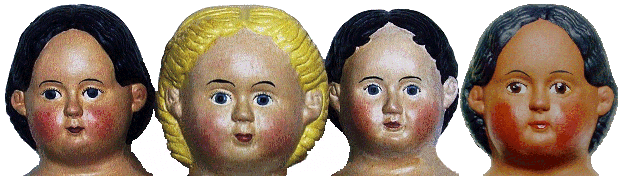 Variety of Painted Laurelleaf Reproduction Greiner Doll Heads 